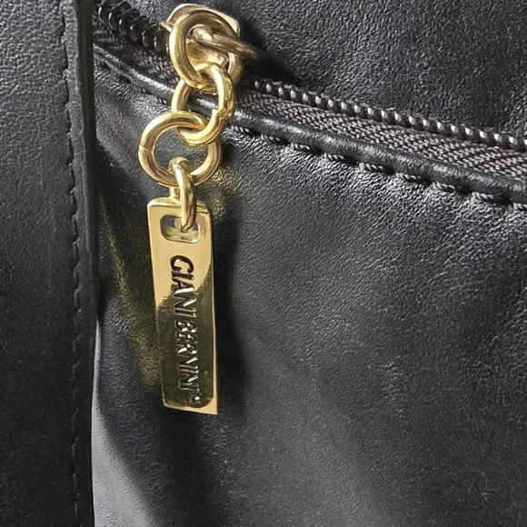 Giani Bernini Genuine Leather Black Hobo Bag | Y2K Quiet Luxury Slouchy Purse - Picture 6 of 12